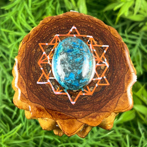 Chrysocolla with 64 Star Tetrahedron - Pinecone Necklace - Aura Pinecones