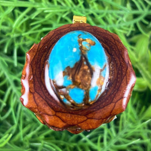 Blue Copper Turquoise - Pinecone Necklace - Aura Pinecones