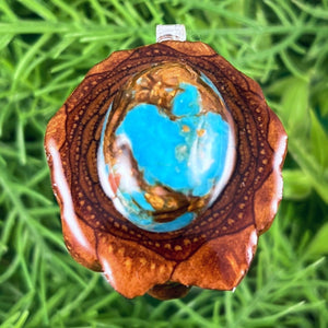 Blue Copper Turquoise - Pinecone Necklace - Aura Pinecones