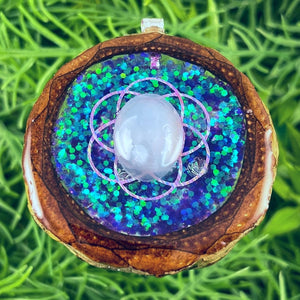 Supernova with Moonstone & Seed of Life - Pinecone Necklace - Aura Pinecones