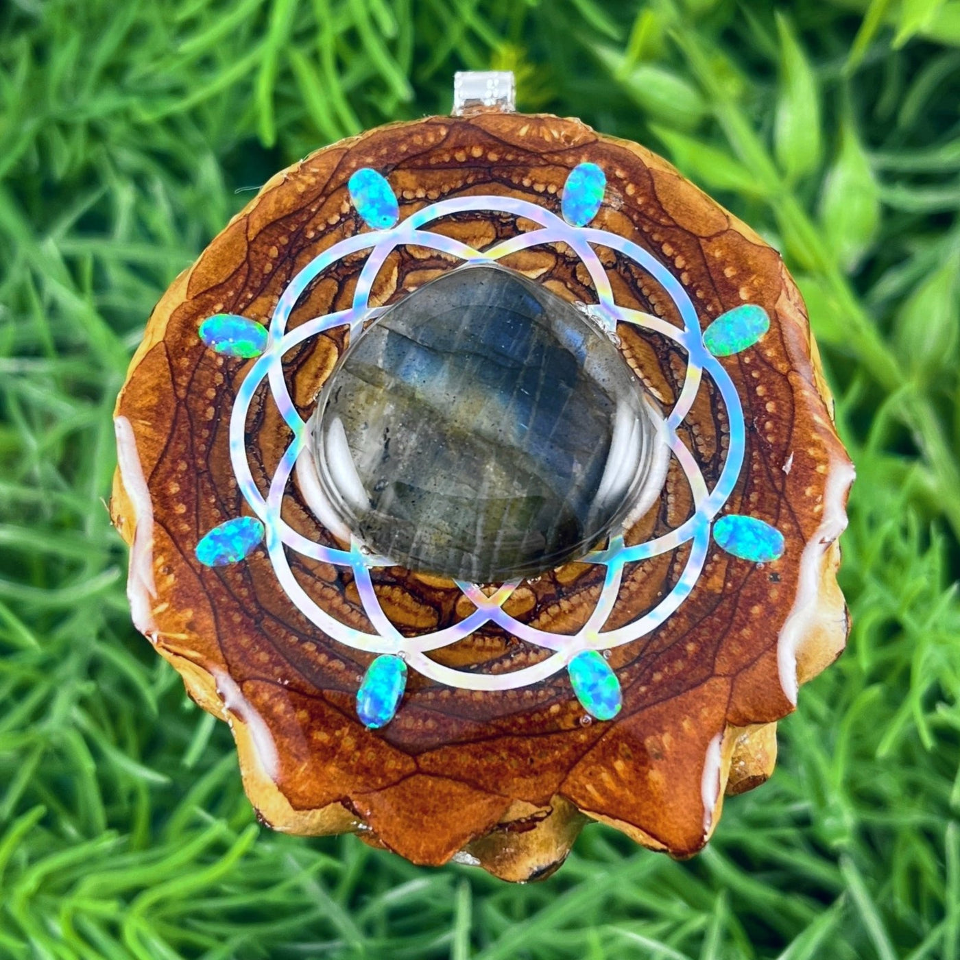 Labradorite & Opal with Seed of Life