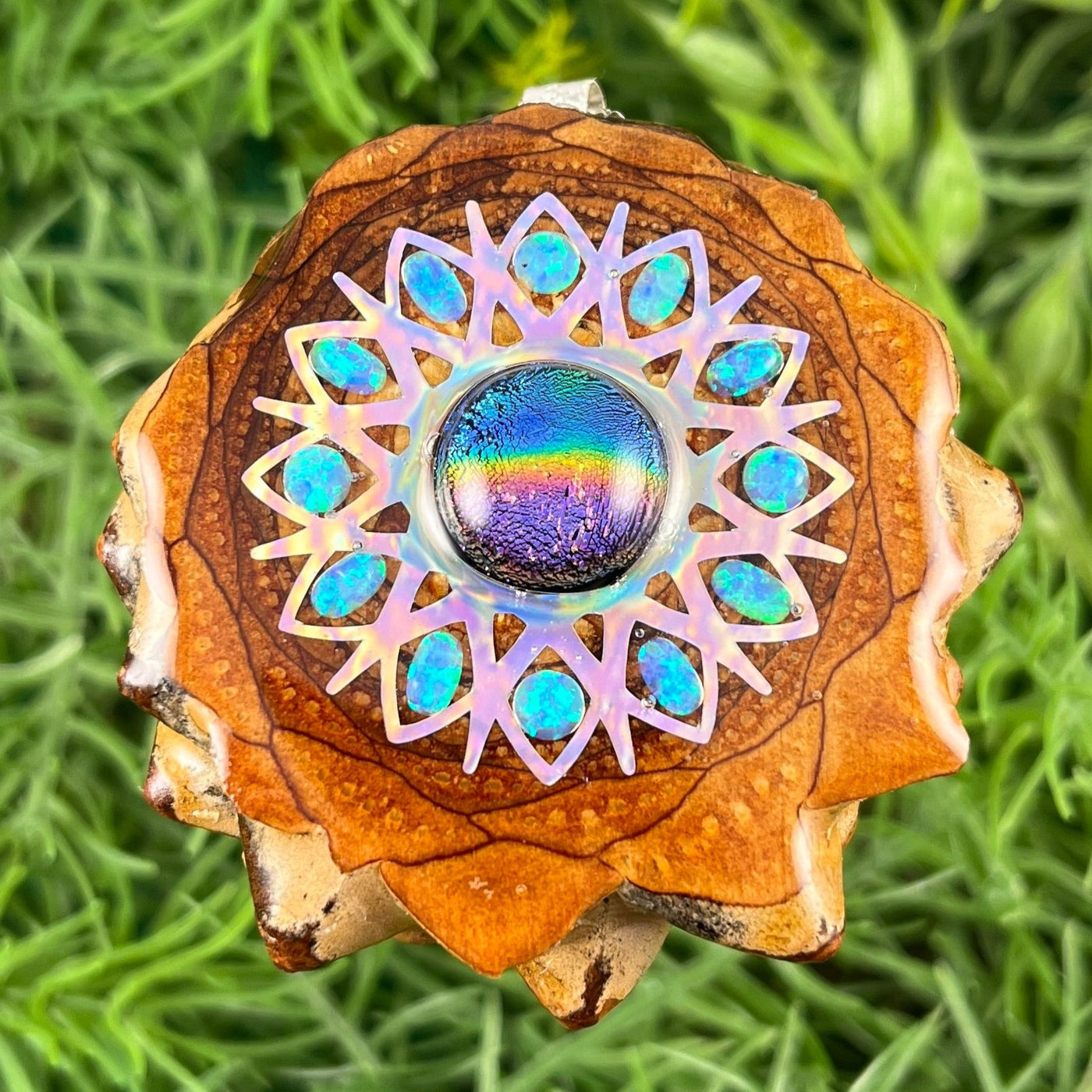 Dichroic Glass & Opal with Snowflake