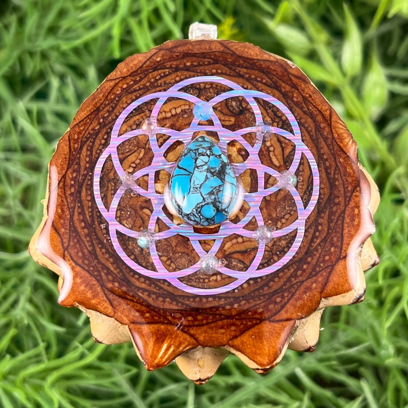 Turquoise with Intricate Seed of Life