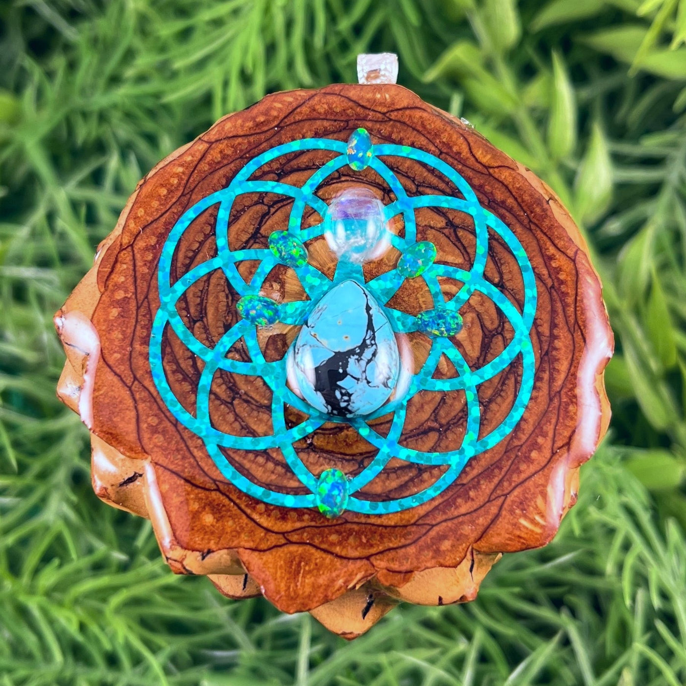 Turquoise & Moonstone with Seed of Life