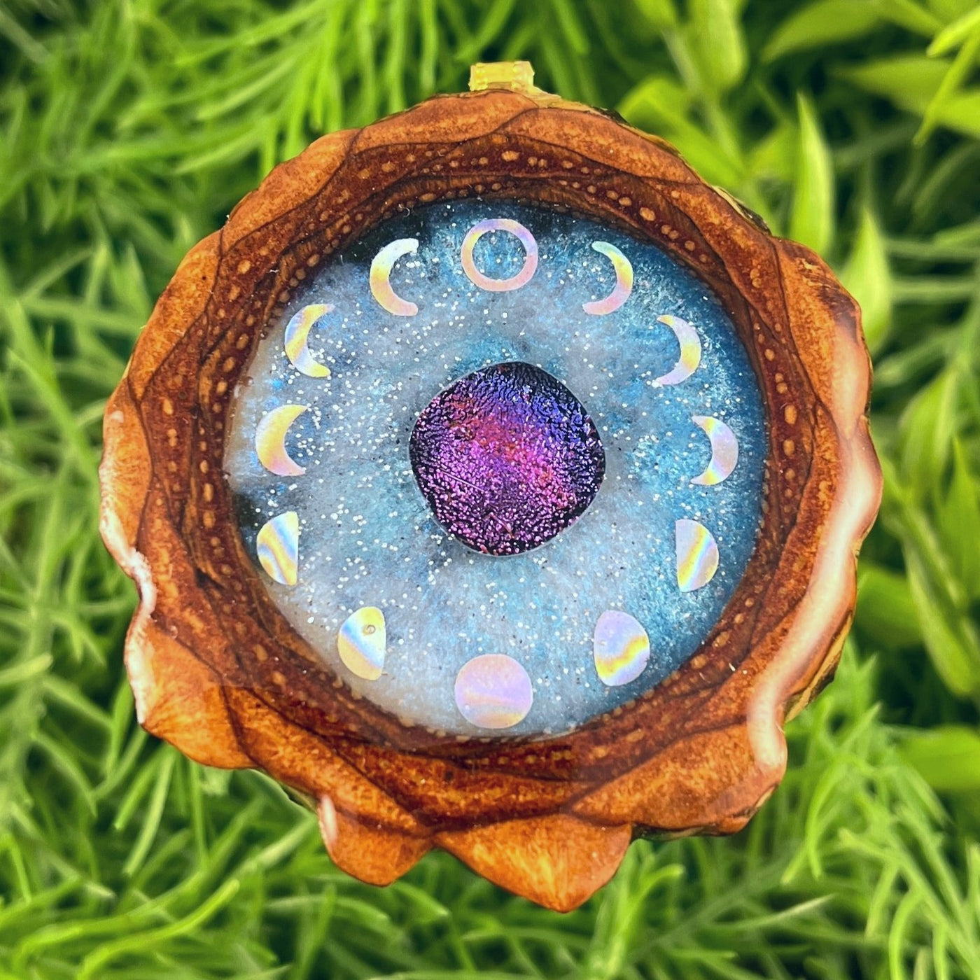 Galaxy with Dichroic Glass & Moon Phase