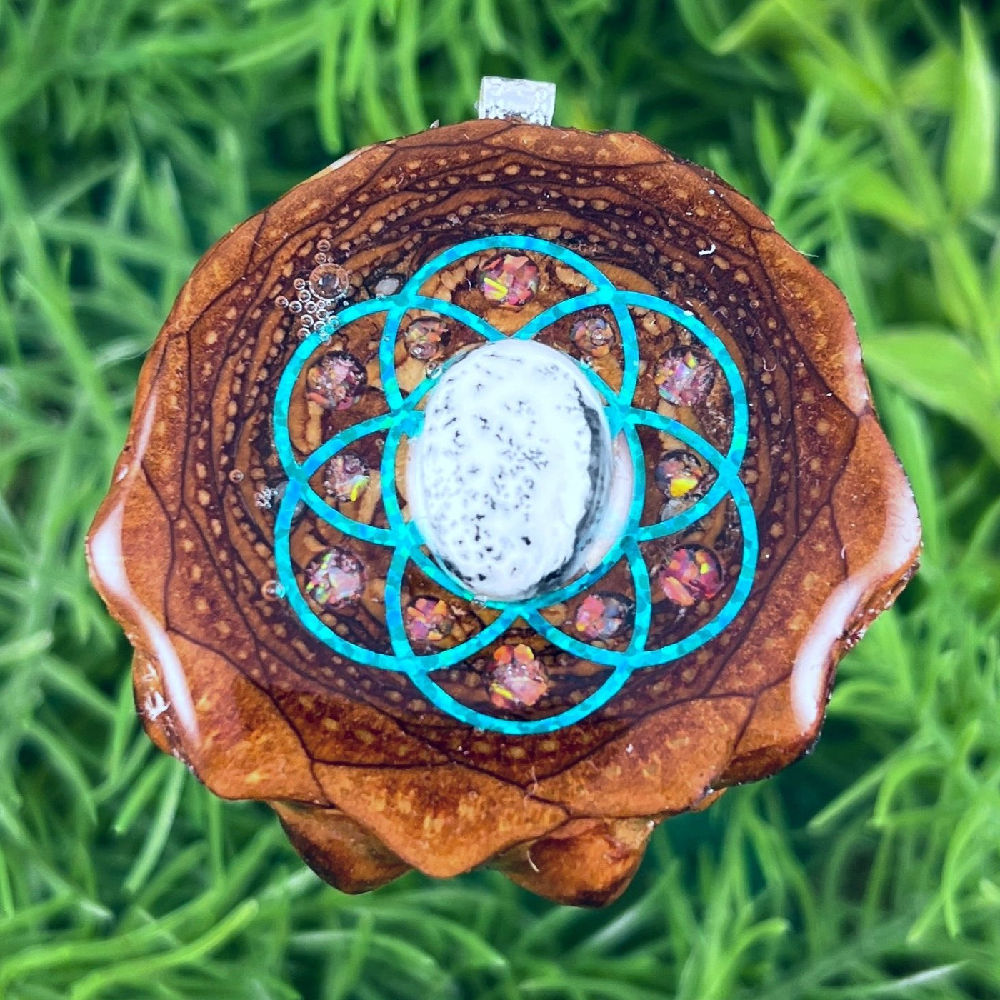 Dendrite & Crushed Opal with Seed of Life