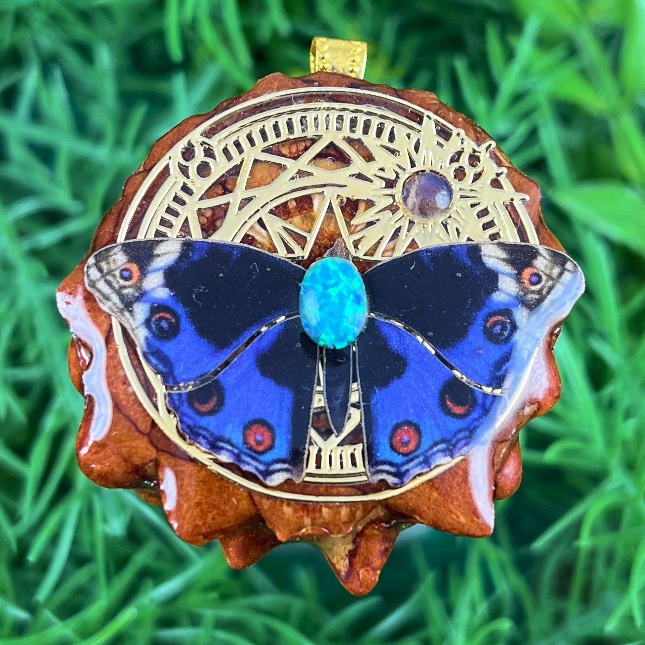 Labradorite and Opal with Butterfly & Mandala