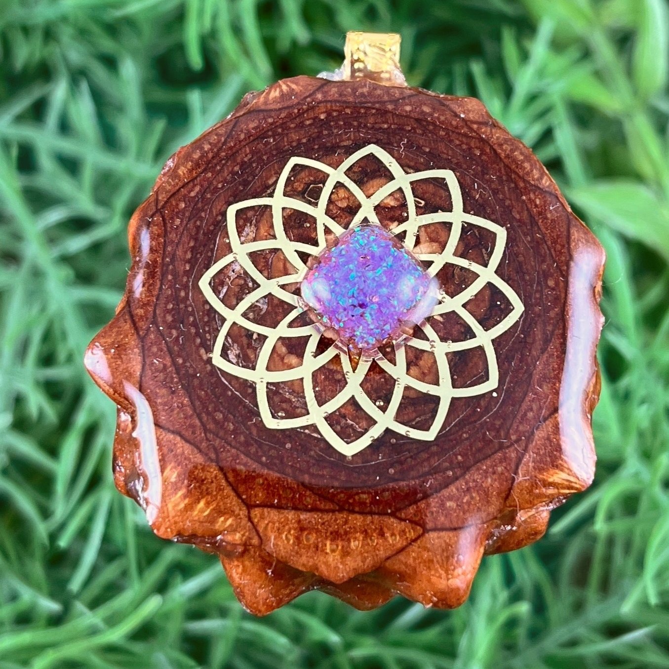 Dichroic Glass with Sunflower Mandala