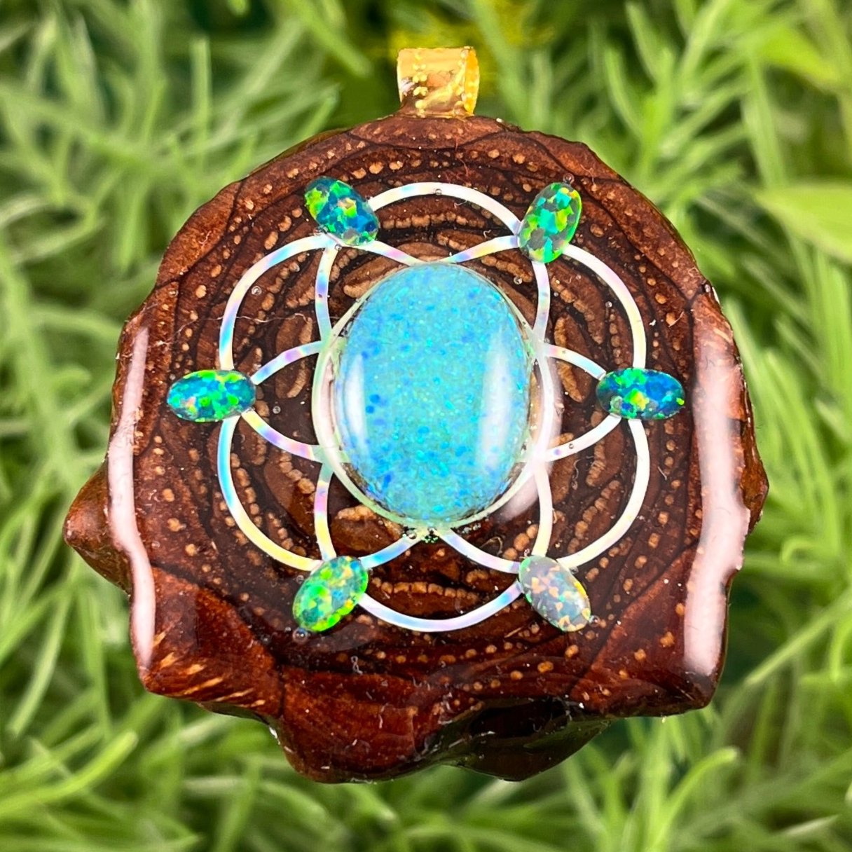 Chrysocolla with Opal & Seed of Life