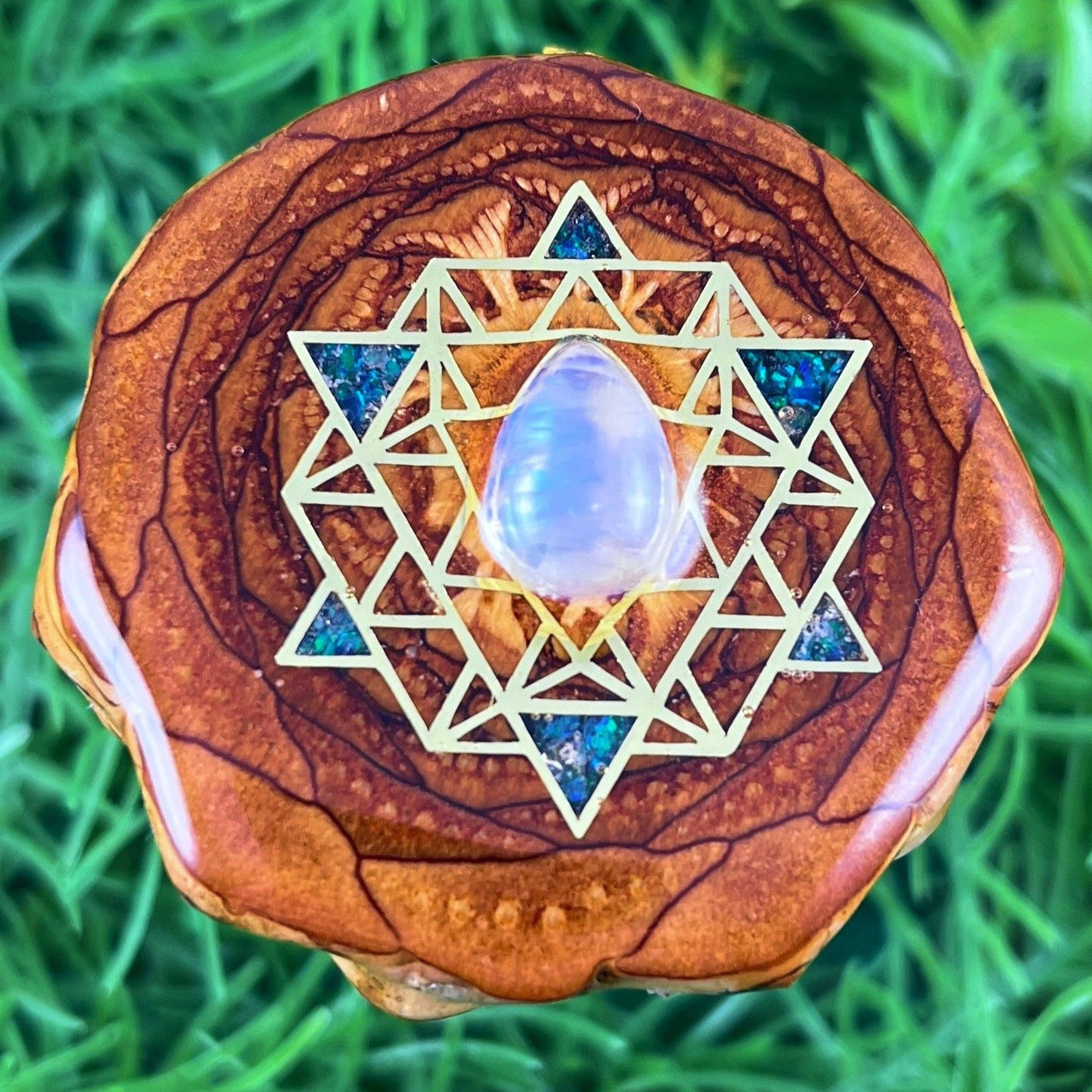 Moonstone with Crushed Opal & 64 Star Tetrahedron