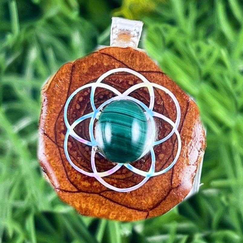 Malachite with Seed of Life