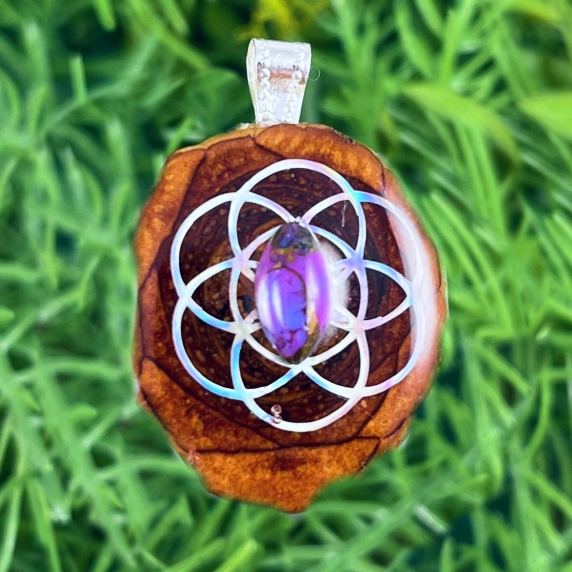 Purple Copper Turquoise with Seed of Life