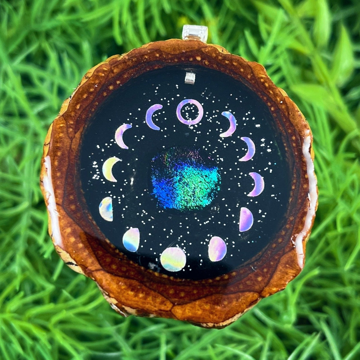 Night Sky with Dichroic Glass & Moon Phase