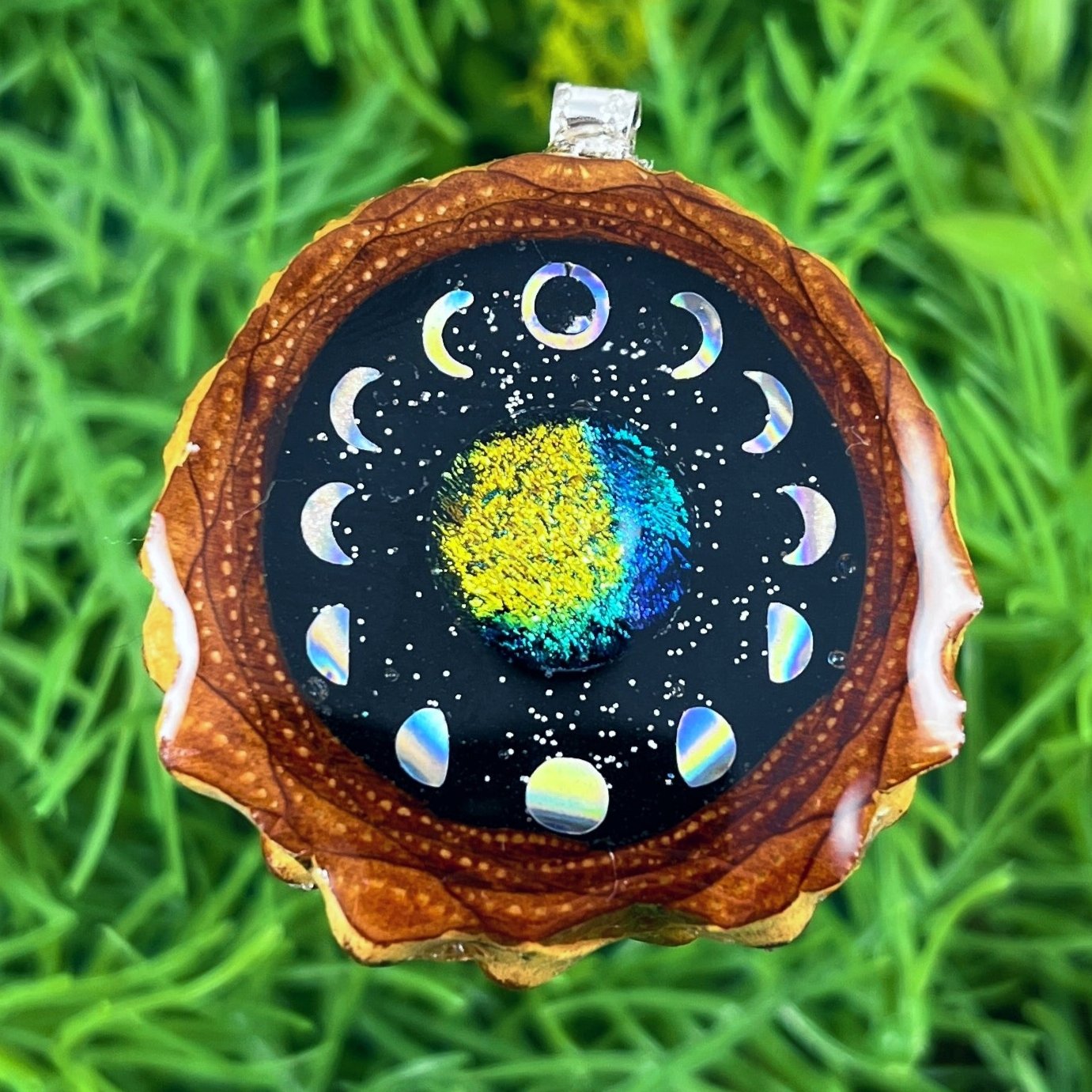 Night Sky with Dichroic Glass & Moon Phase