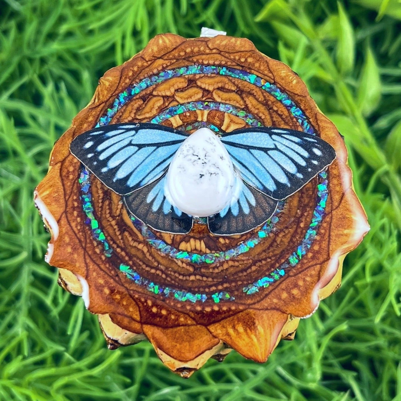 Dendrite with Crushed Opal & Butterfly