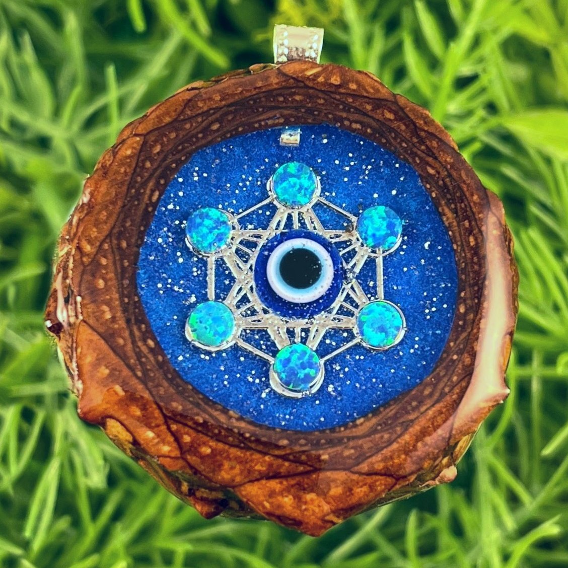 Galaxy with Opal & Mandala Eye with Metatron's Cube