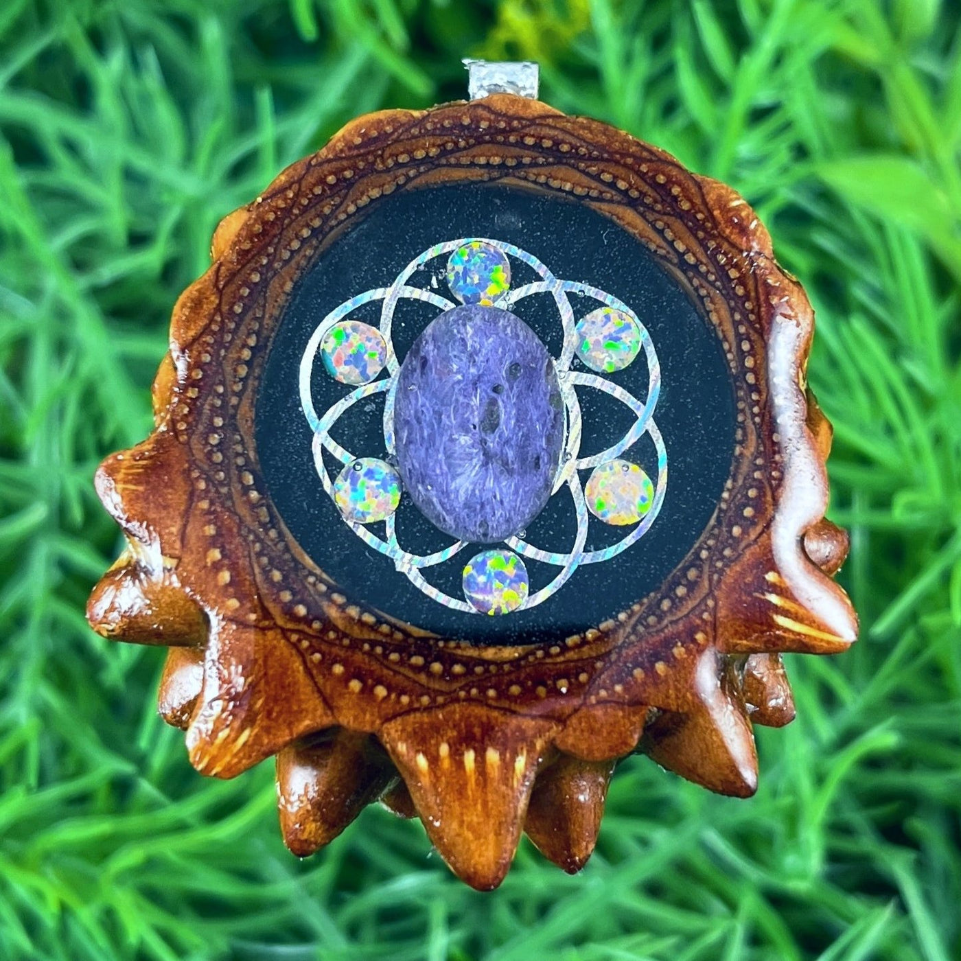 Night Sky with Charoite & Opal with Seed of Life