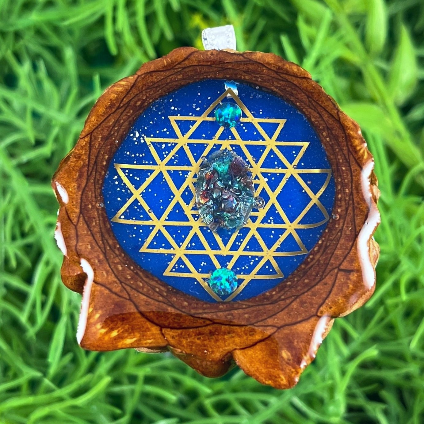 Galaxy with Dichroic Glass & Opal with Sri Yantra