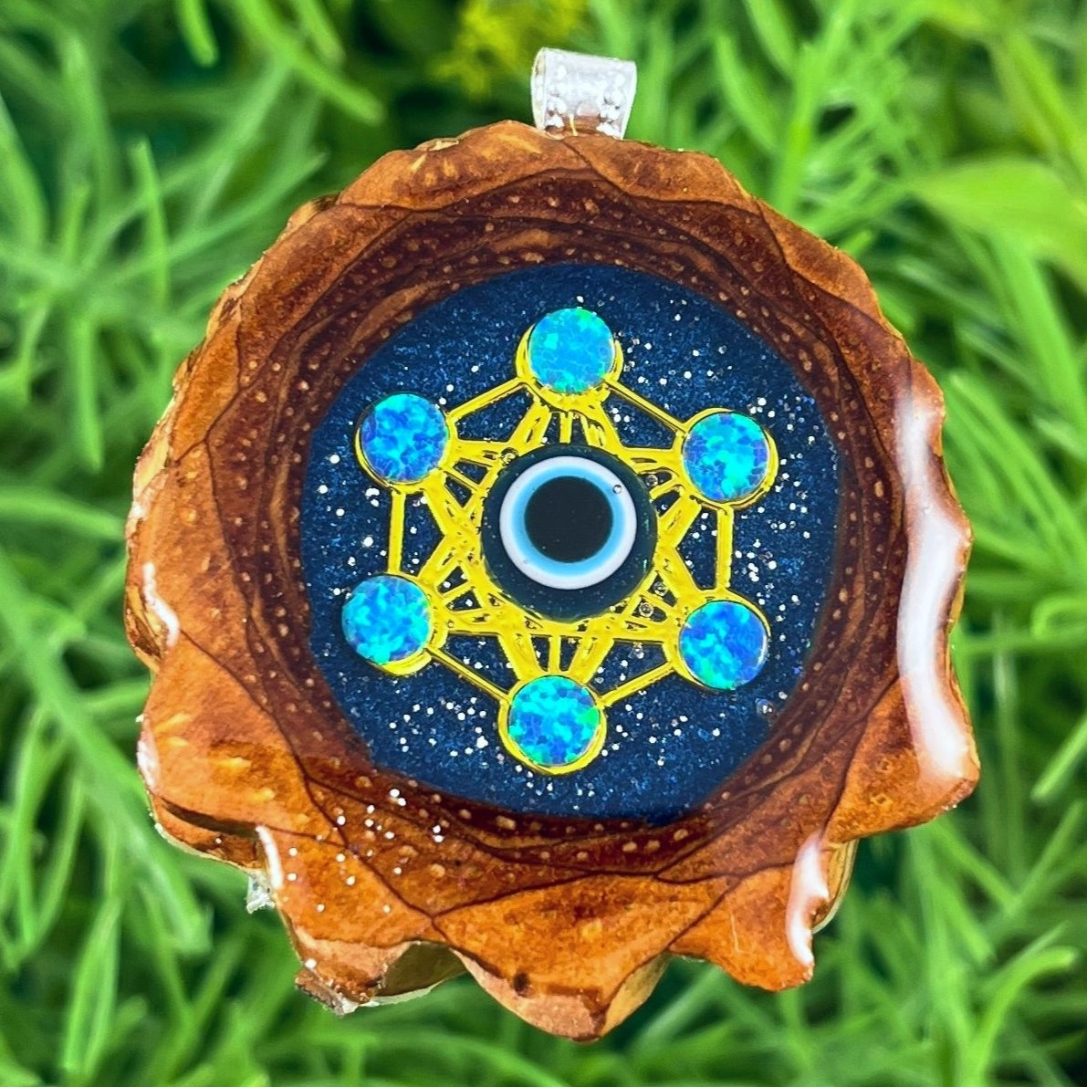 Galaxy with Opal & Eye with Metatron's Cube