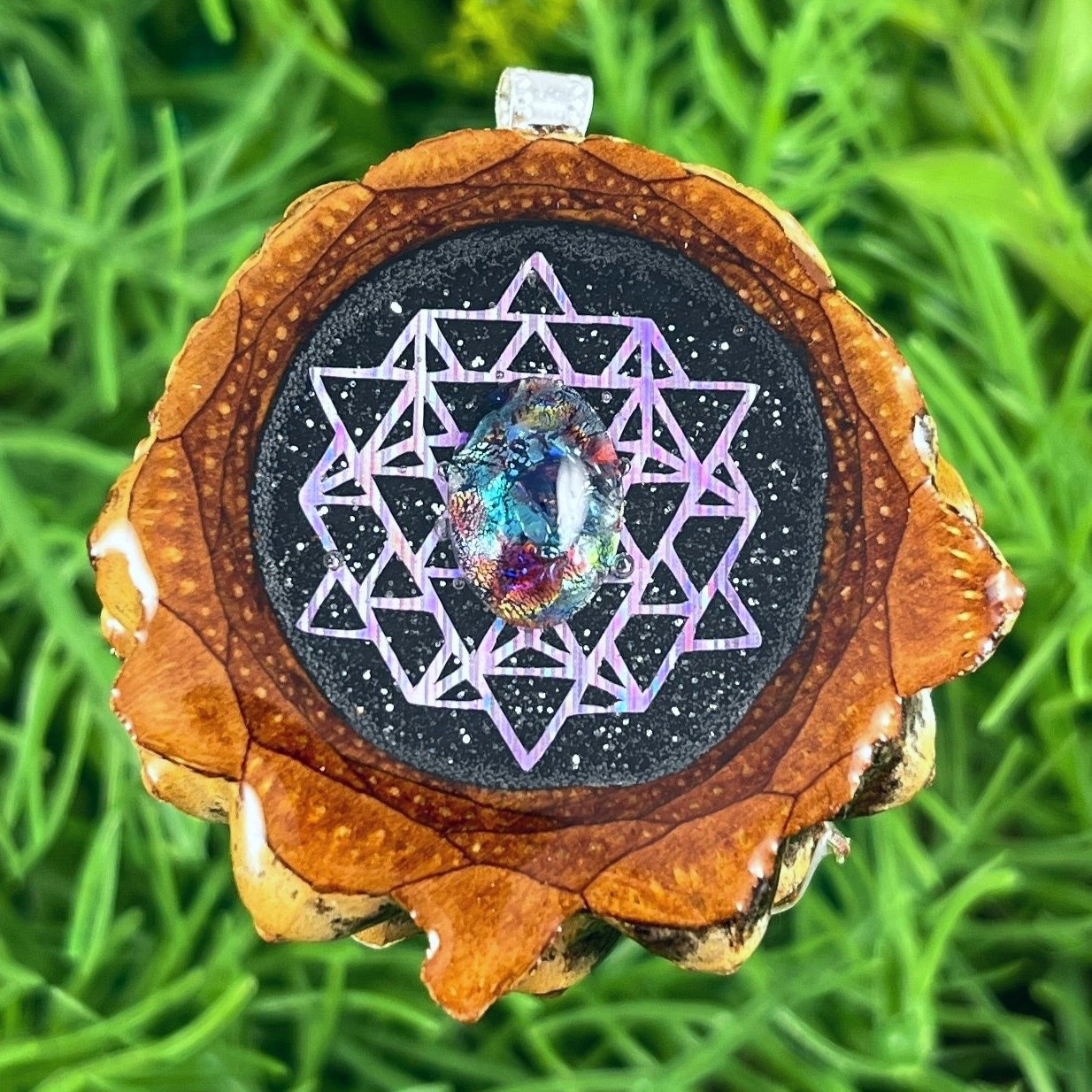 Night Sky with Dichroic Glass & 64 Star Tetrahedron