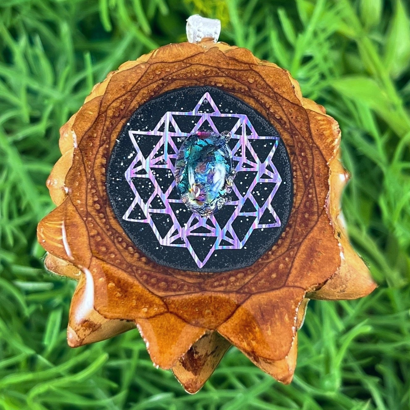 Night Sky with Dichroic Glass & 64 Star Tetrahedron