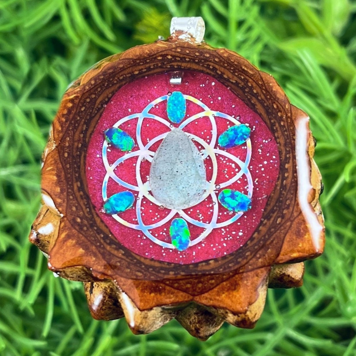 Supernova with Labradorite & Opal with Seed of Life