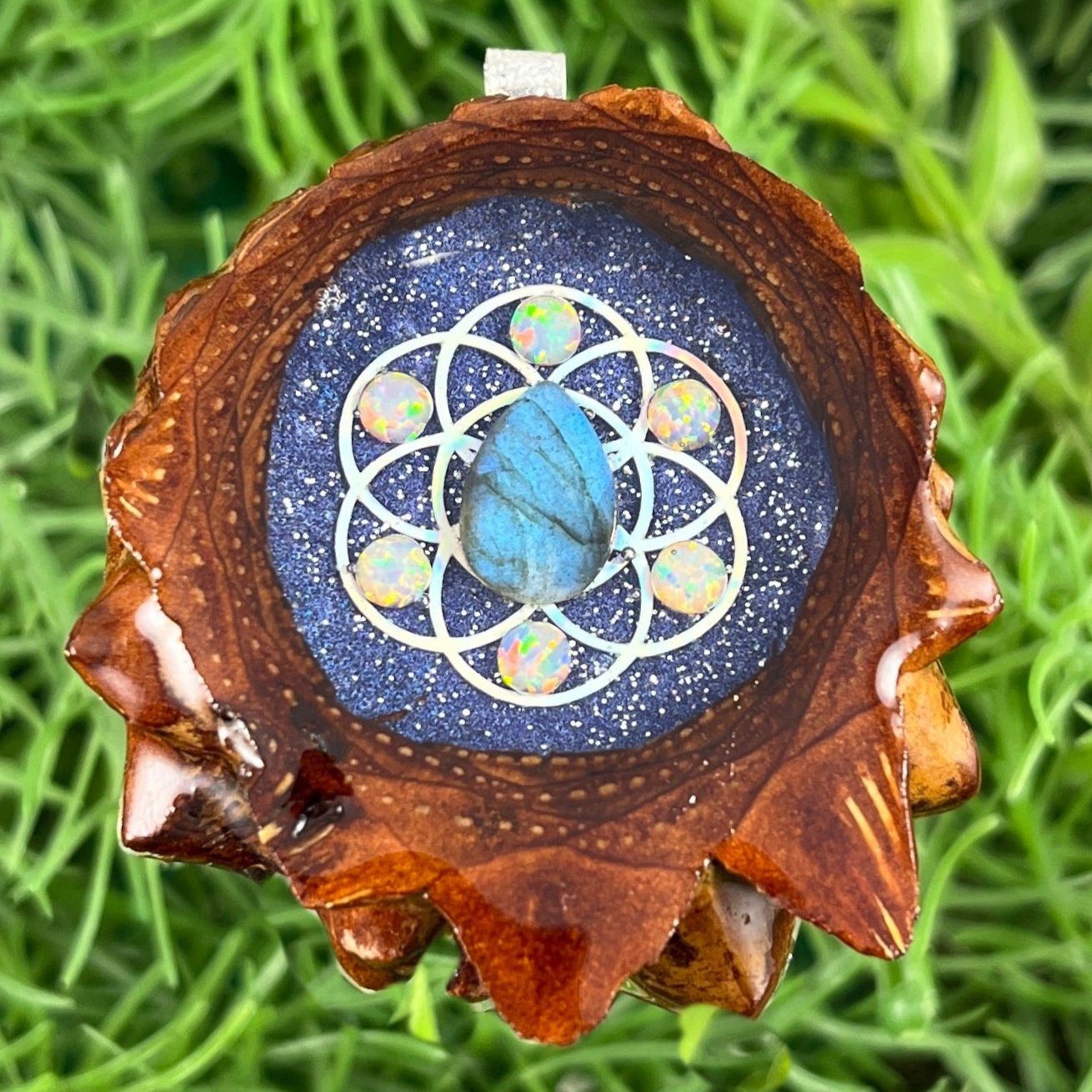 Night Sky & Labradorite with Opal and Seed of Life