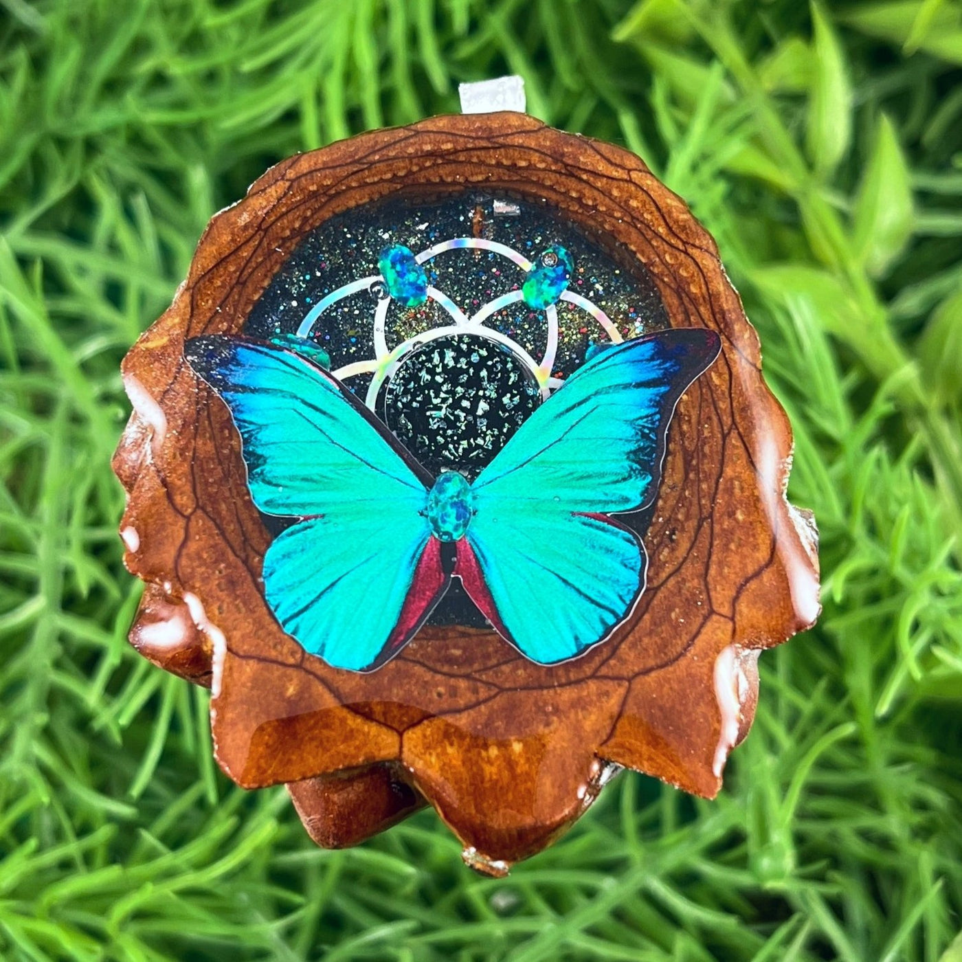 Night Sky with Dichroic Glass & Opal with Butterfly