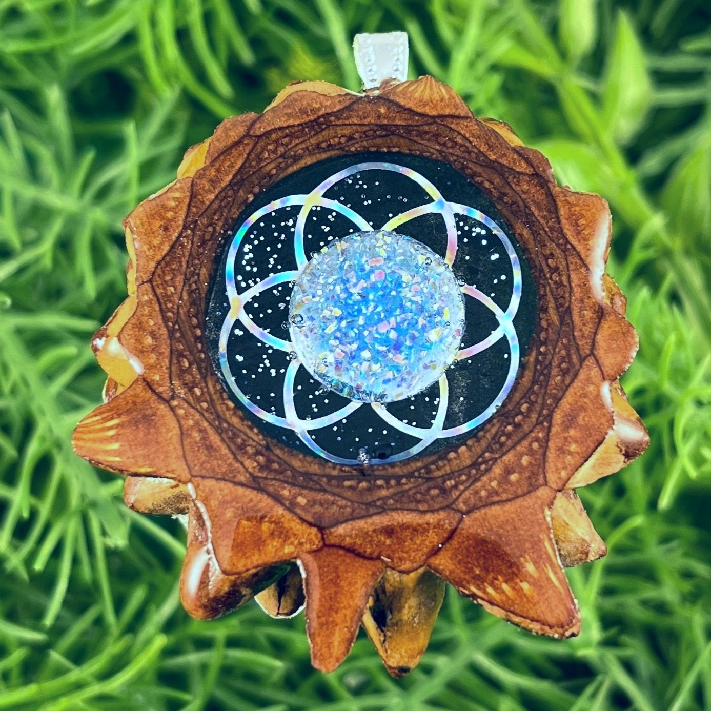 Night Sky with Dichroic Glass & Seed of Life