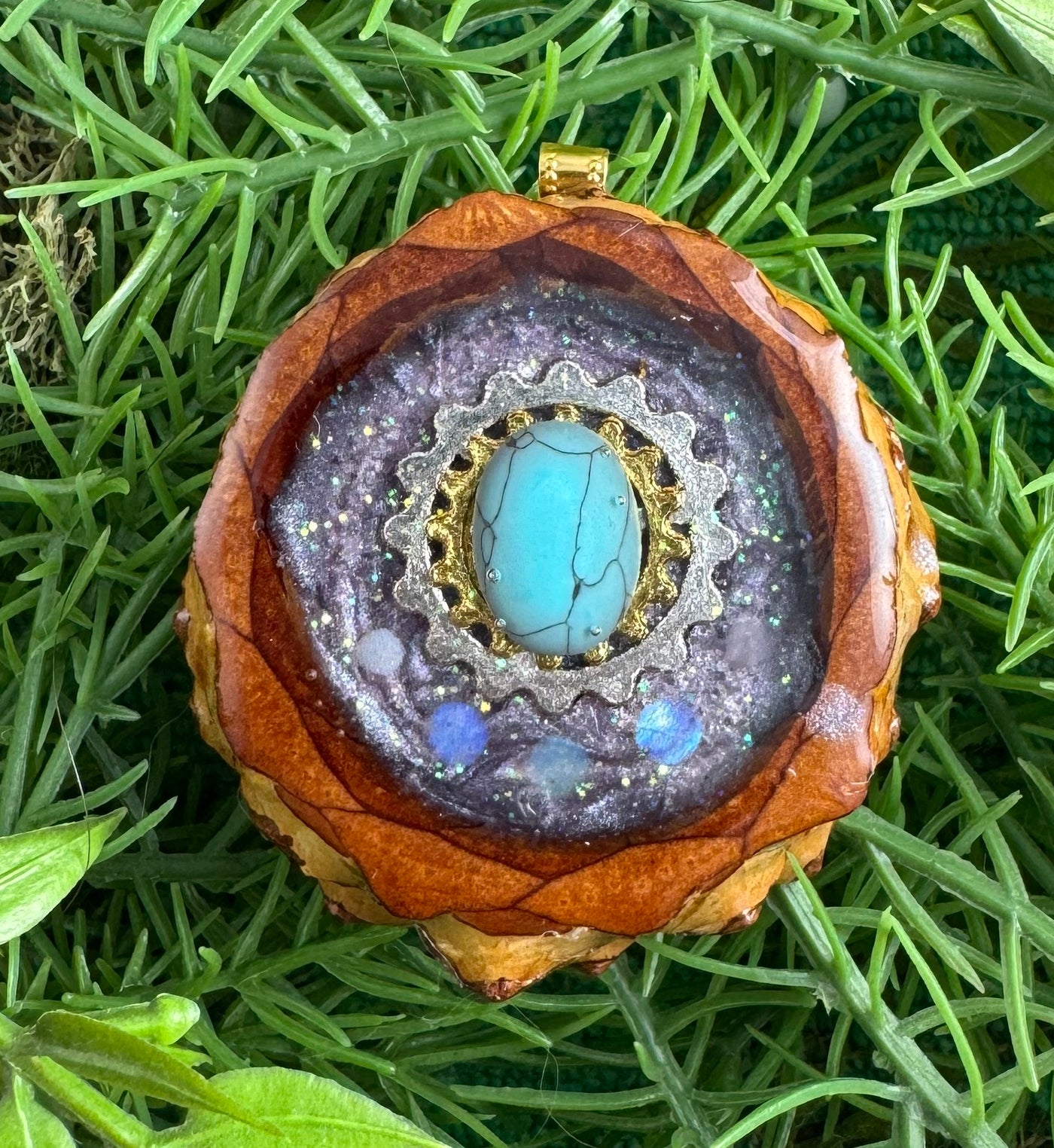 Galaxy with Turquoise & Vintage Gears
