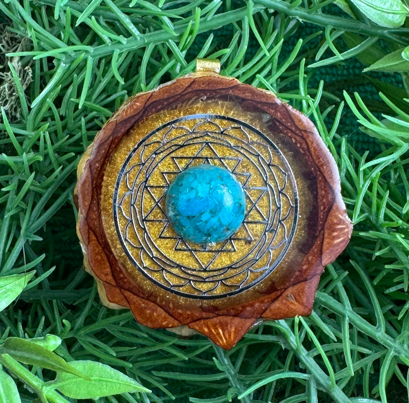 Honey Glazed with Blue Copper Turquoise & Mandala