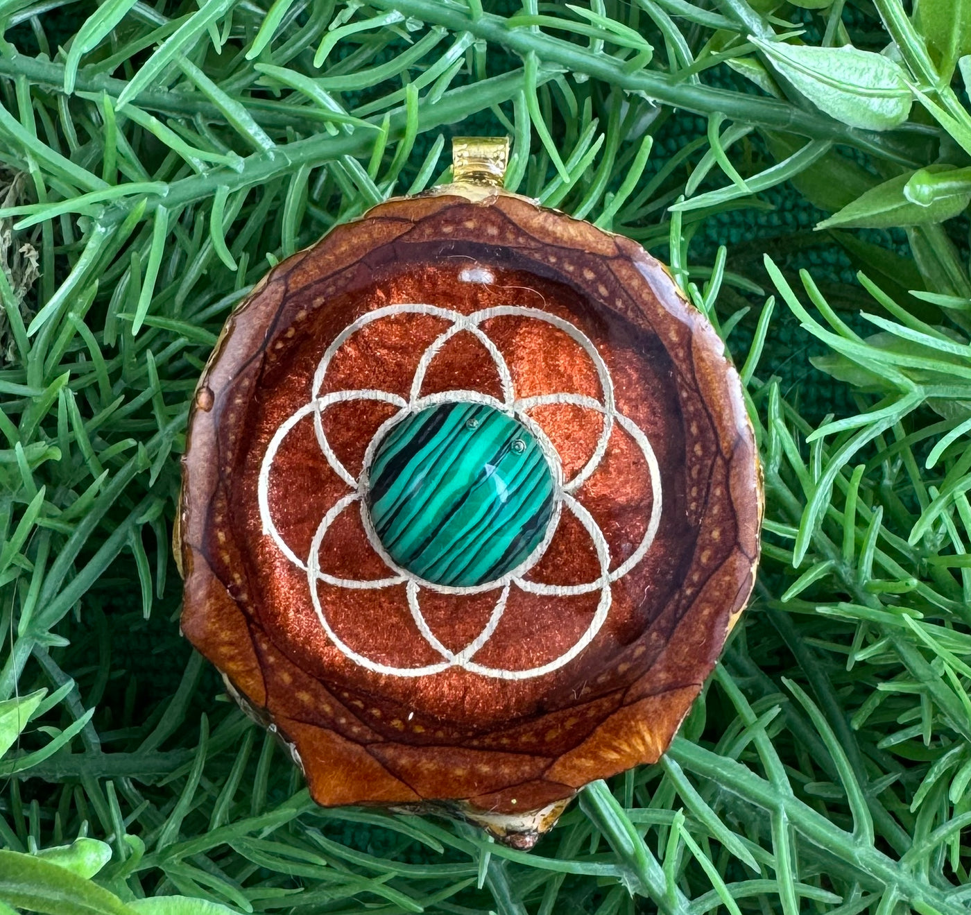 Tangerine with Malachite & Seed of Life