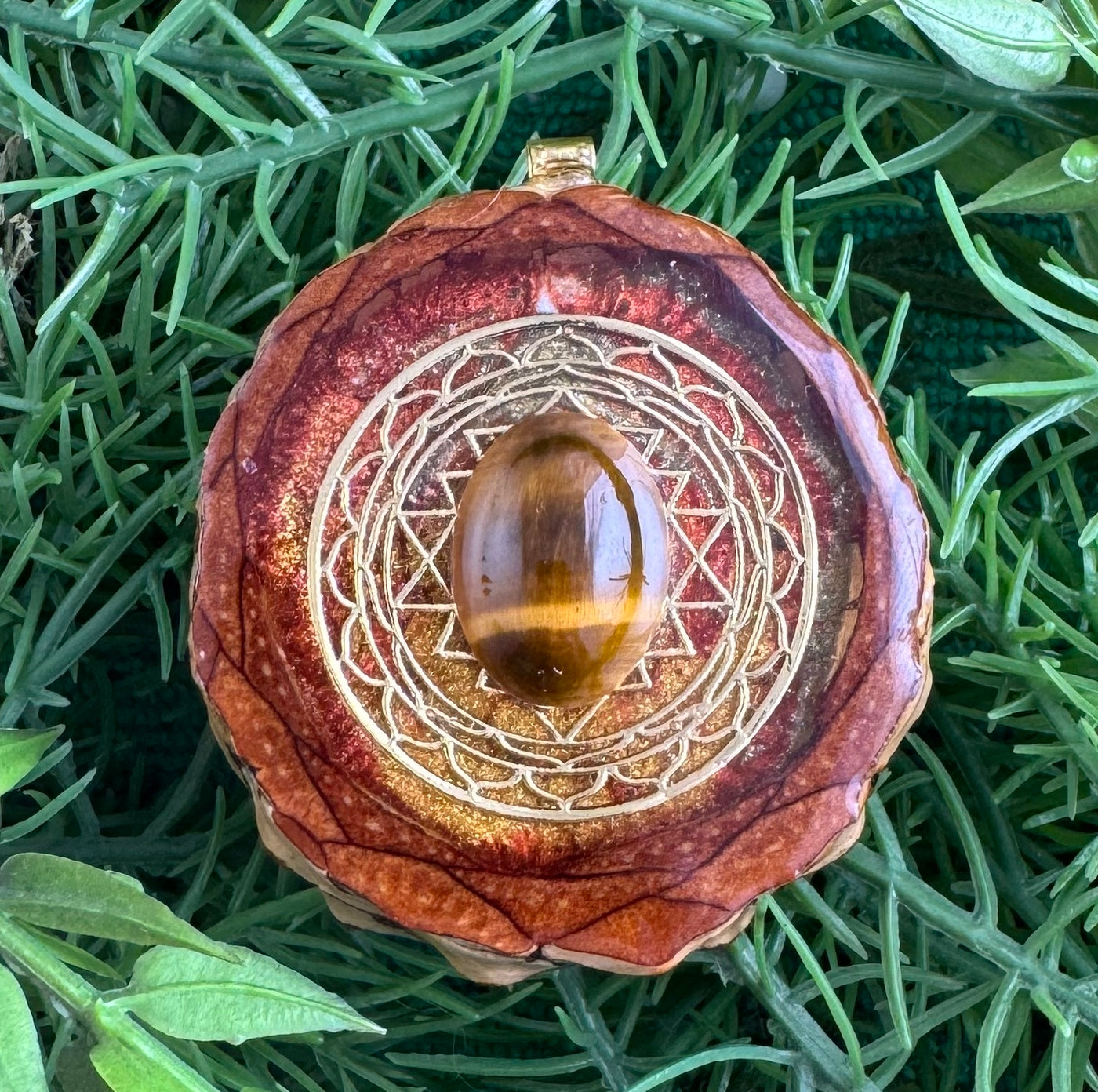 Andromeda Spiral with Tigers Eye & Mandala