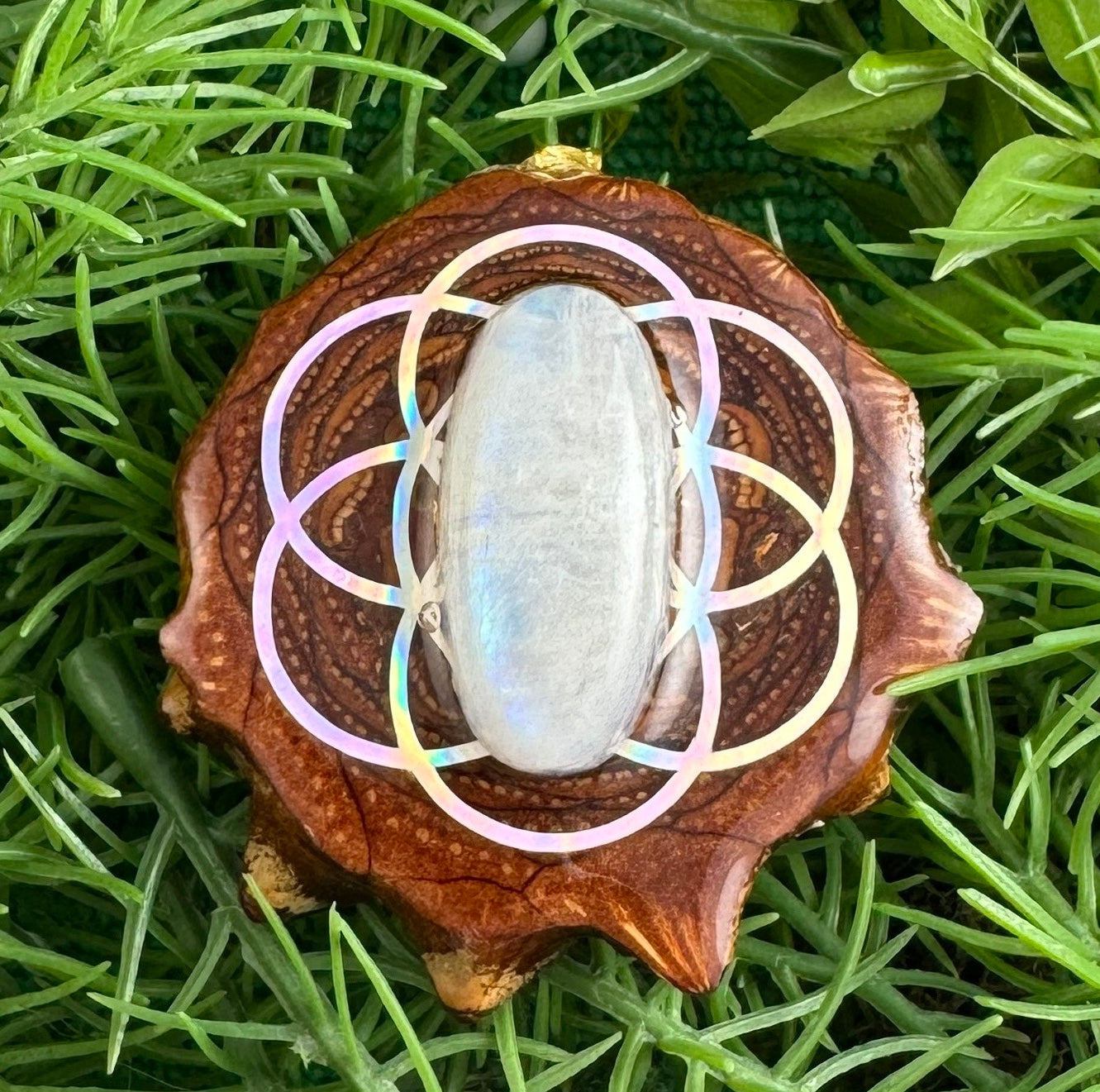 Rainbow Moonstone with Seed of Life