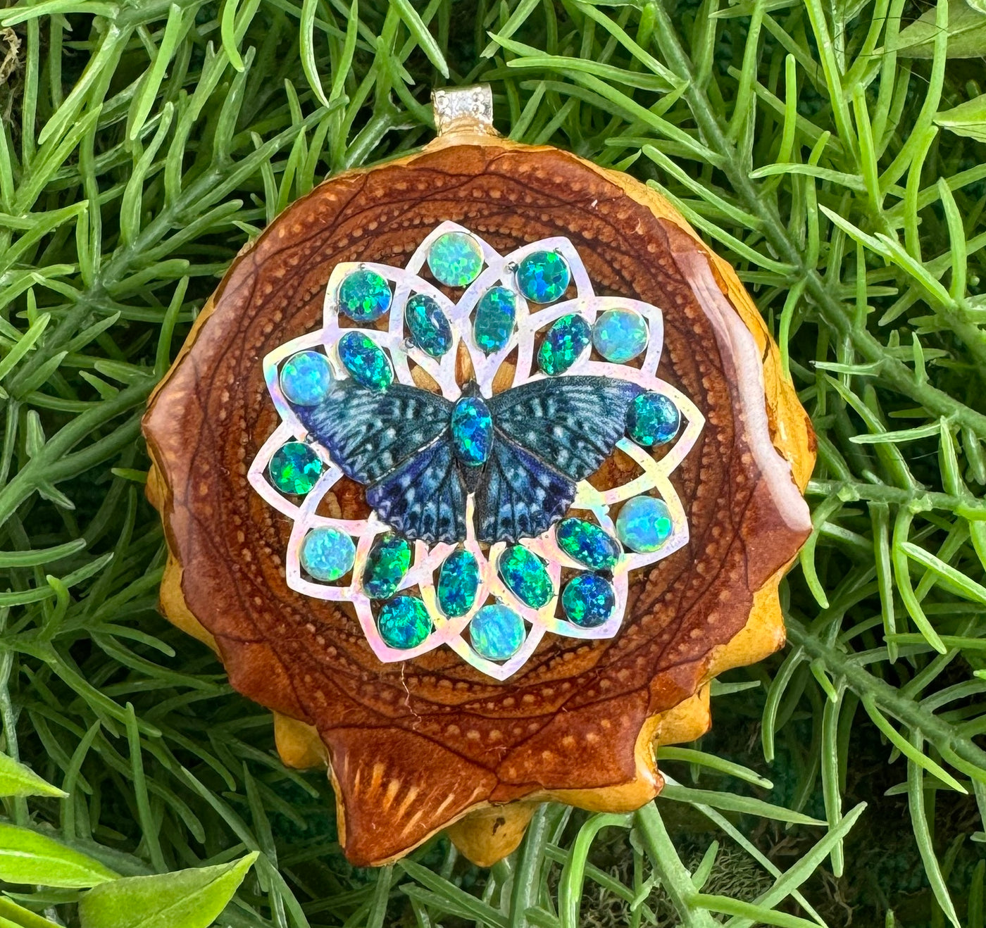 Crushed Opal's with Butterfly & Sunflower