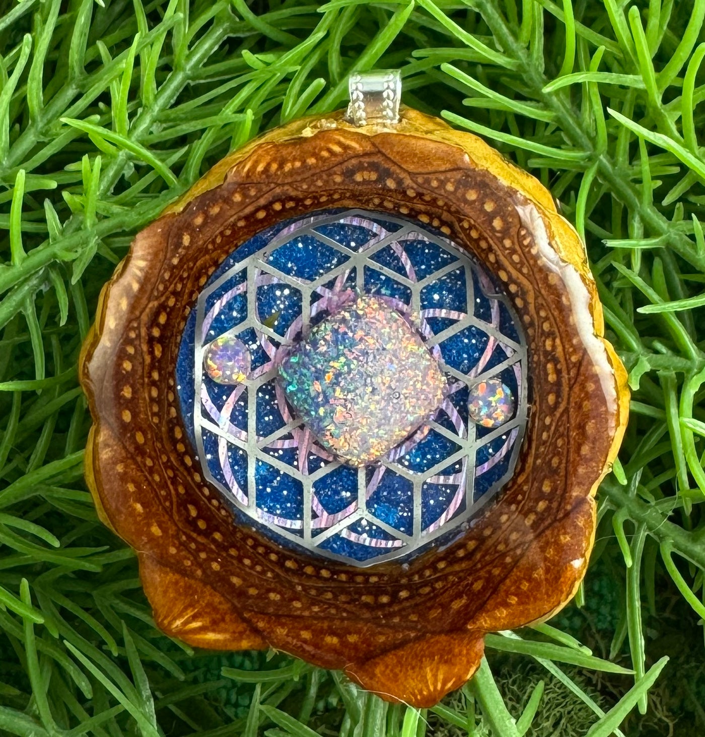 Blue Sky with Crushed Opal's & Seed of Life