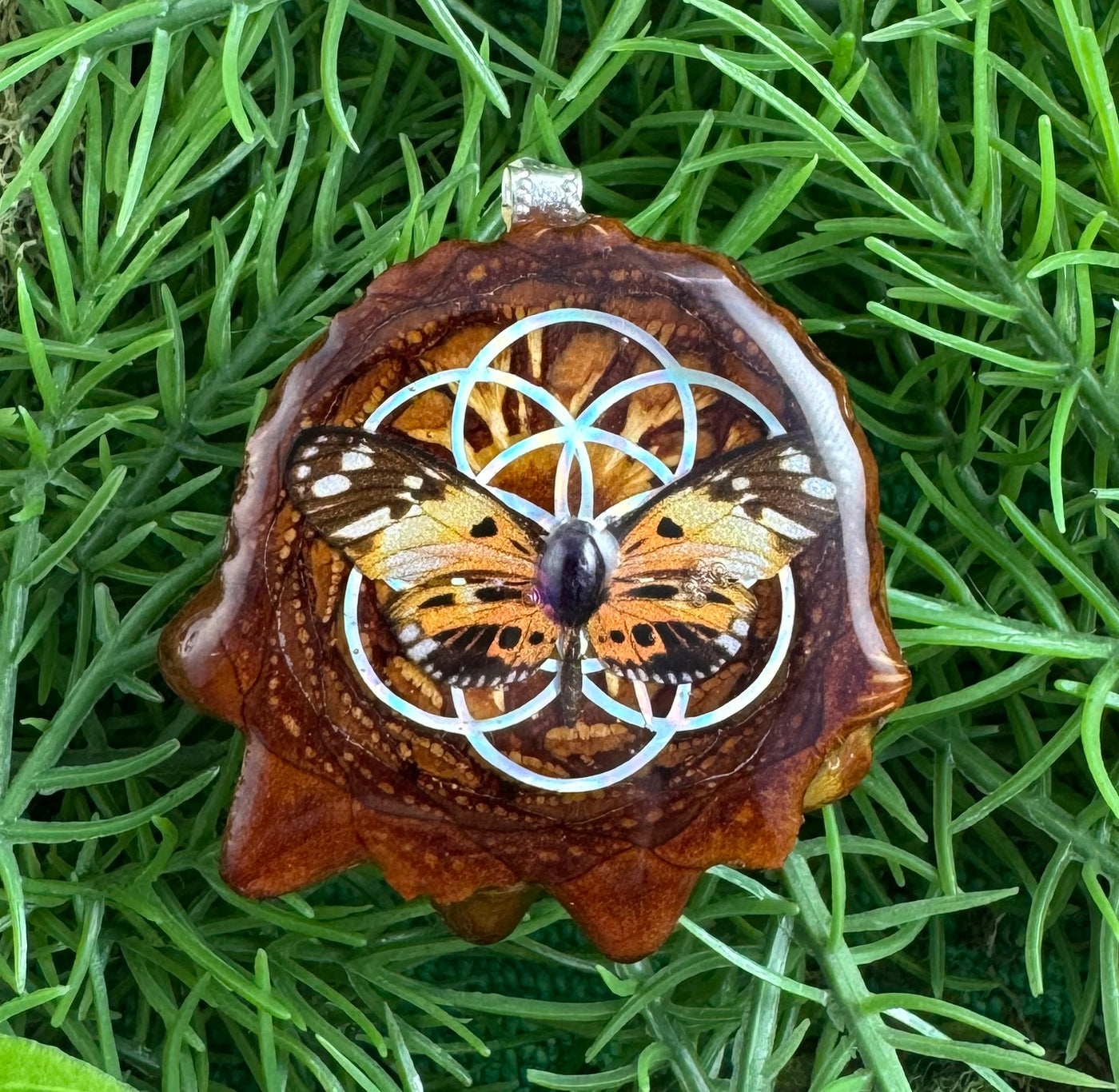 Amethyst & Seed of Life with Butterfly