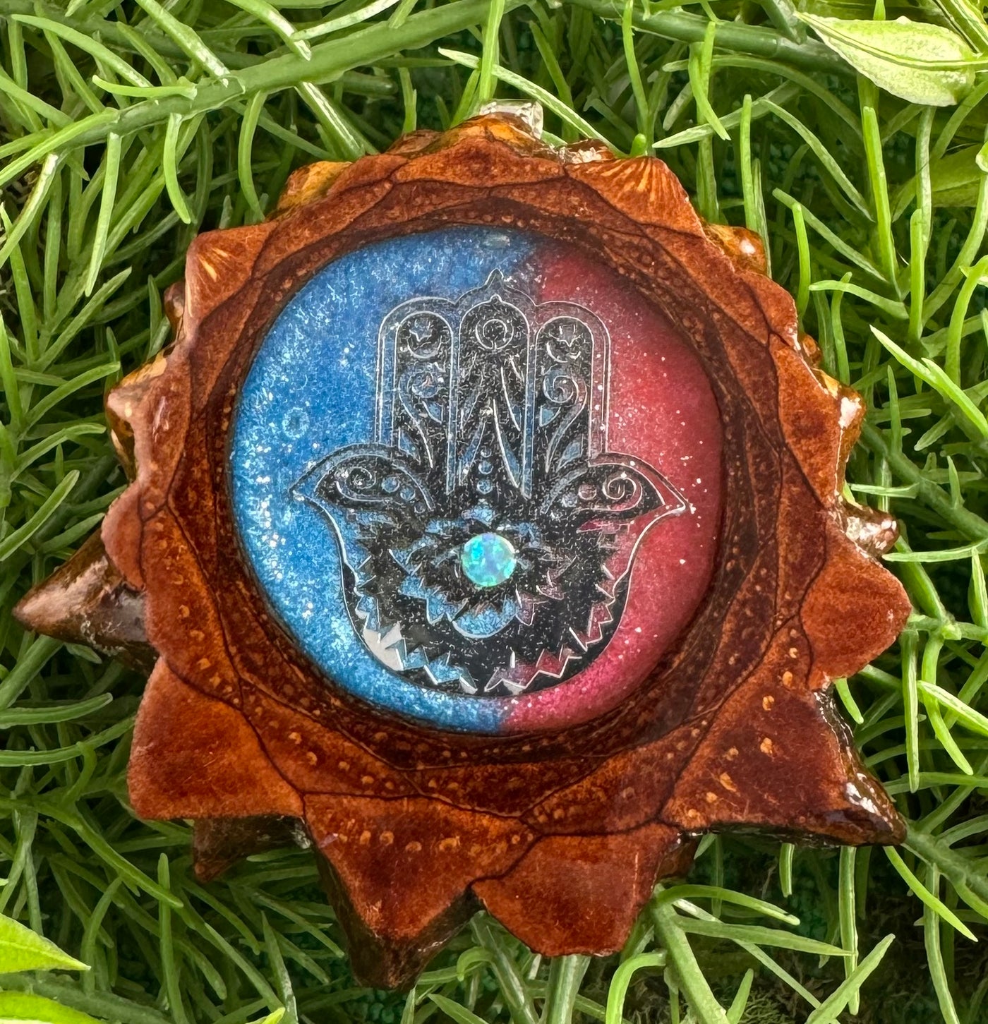 Blazar with Crushed Opal & Hamsa