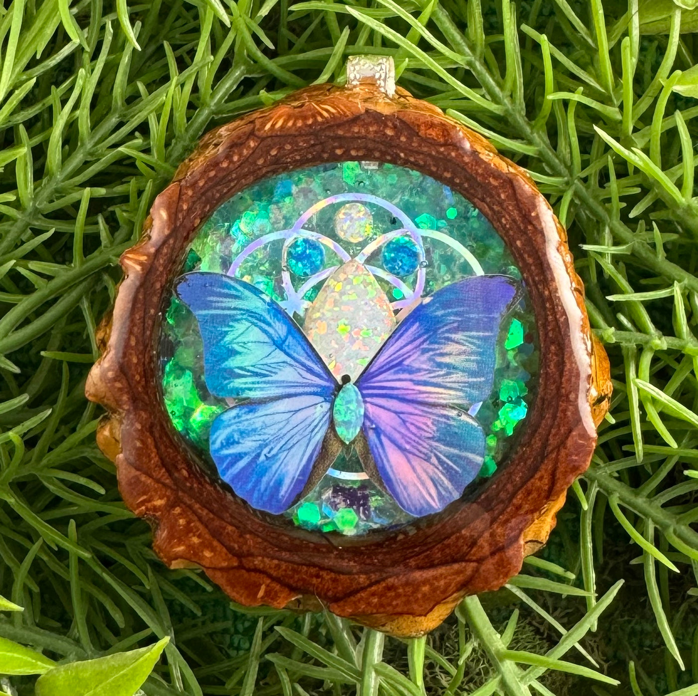 Crushed Opal's with Seed of Life & Butterfly