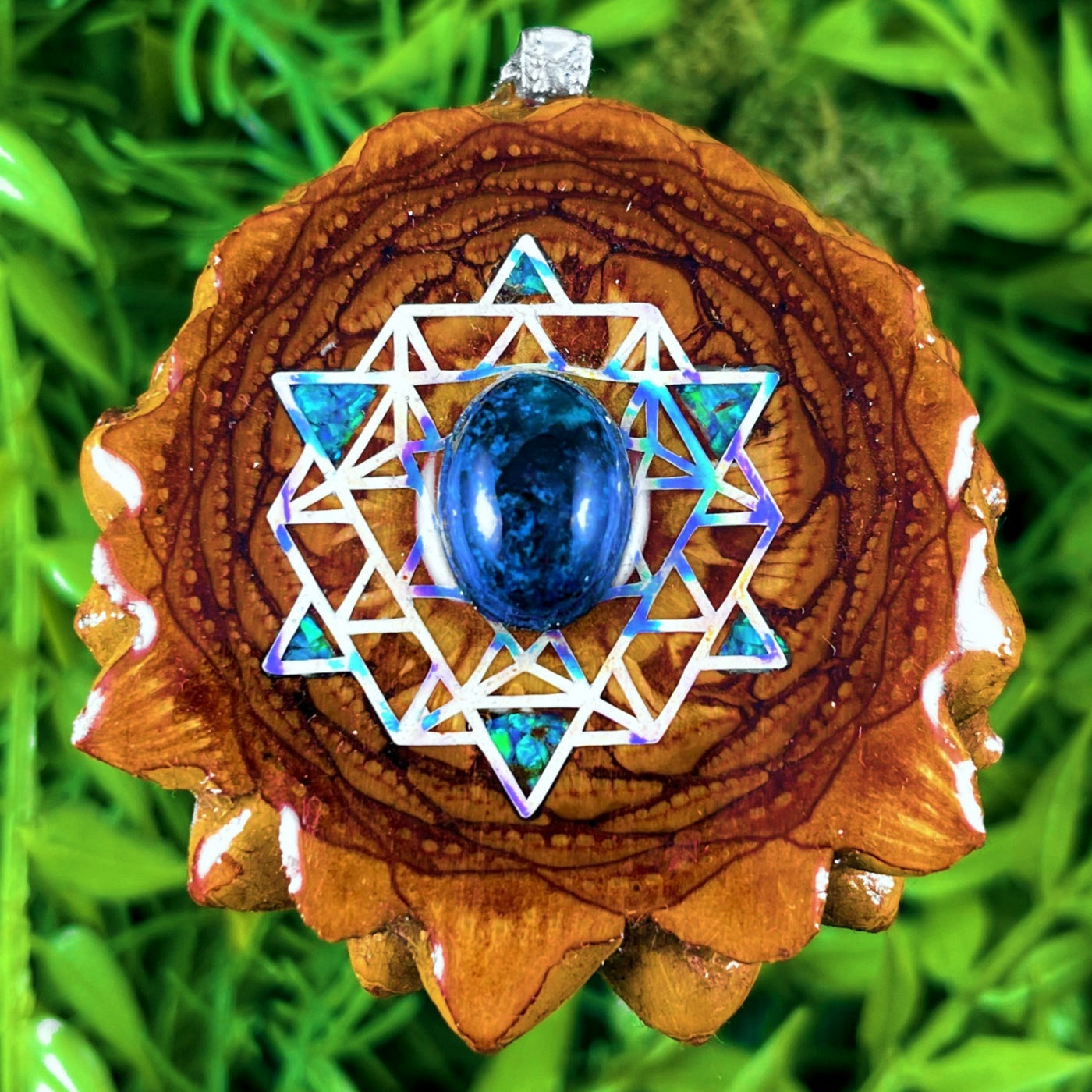 Chrysocolla with Crushed Opal with 64 Star Tetrahedron