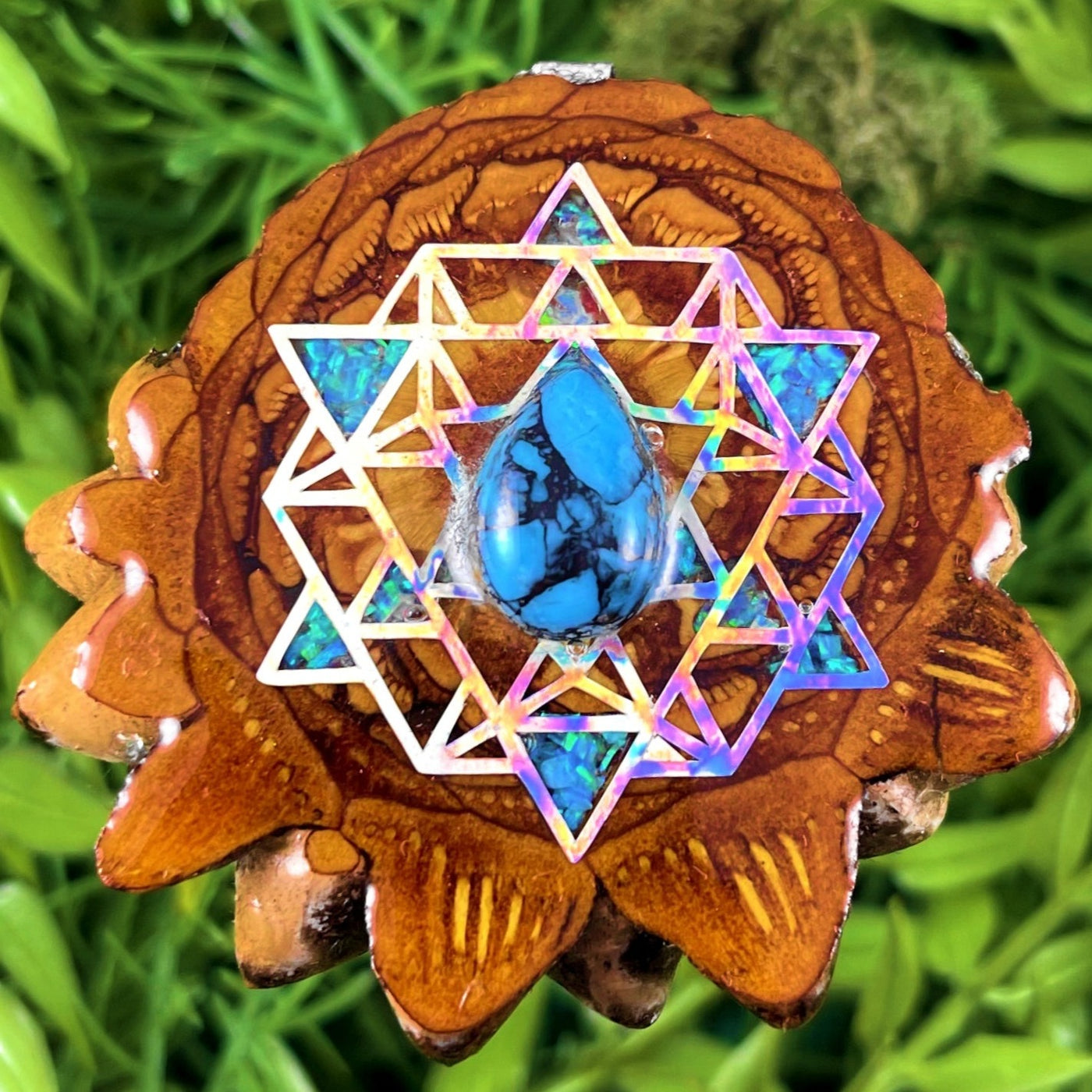 Chrysocolla & Crushed Opal with 64 Star Tetrahedron