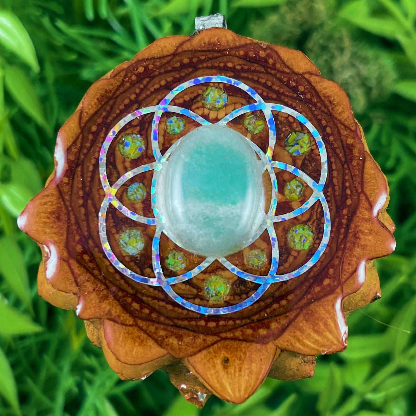 Turquoise with Crushed Opal & Seed of Life