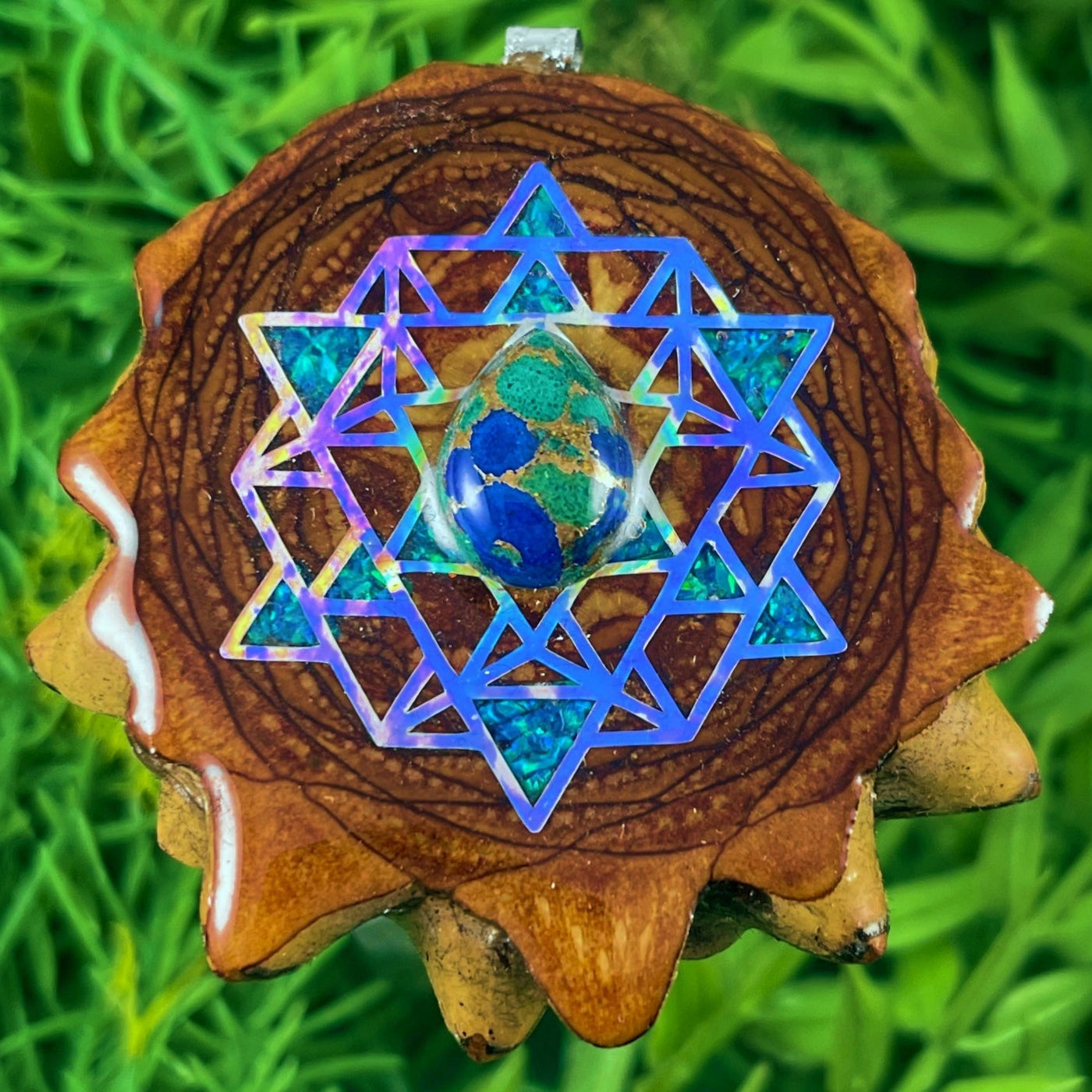 Malachite Azurite with Crushed Opal with 64 Star Tetrahedron