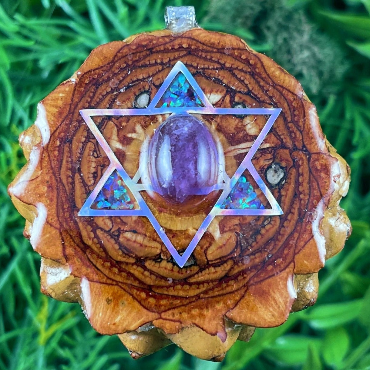 Amethyst and Crushed Opal with Merkaba