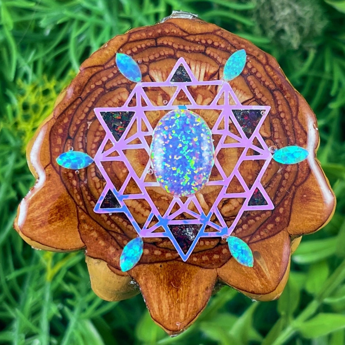 Opal & Crushed Opal with 64 Star Tetrahedron