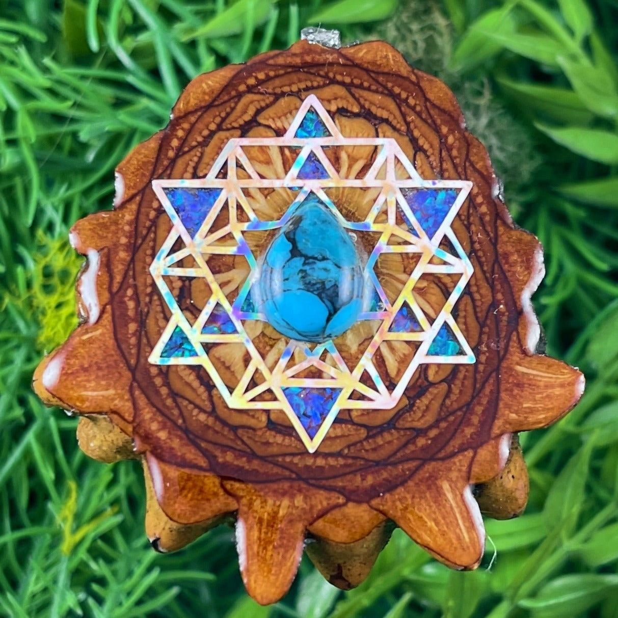 Blue Copper Turquoise with Crushed Opal & 64 Star Tetrahedron