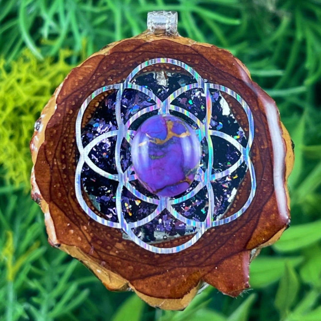 Galaxy with Purple Mohave Turquoise and Seed of Life