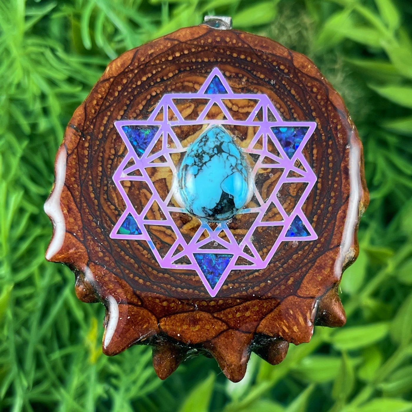 Blue Copper Turquoise with Crushed Opal & 64 Star Tetrahedron