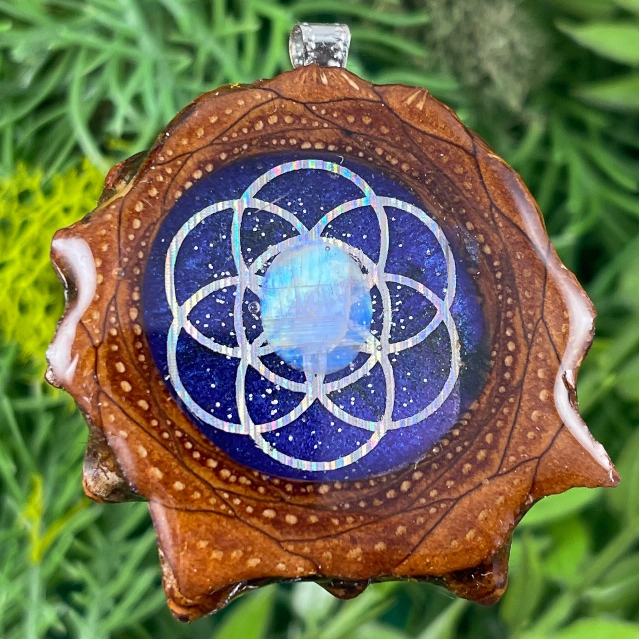 Galaxy with Moonstone and Seed of Life