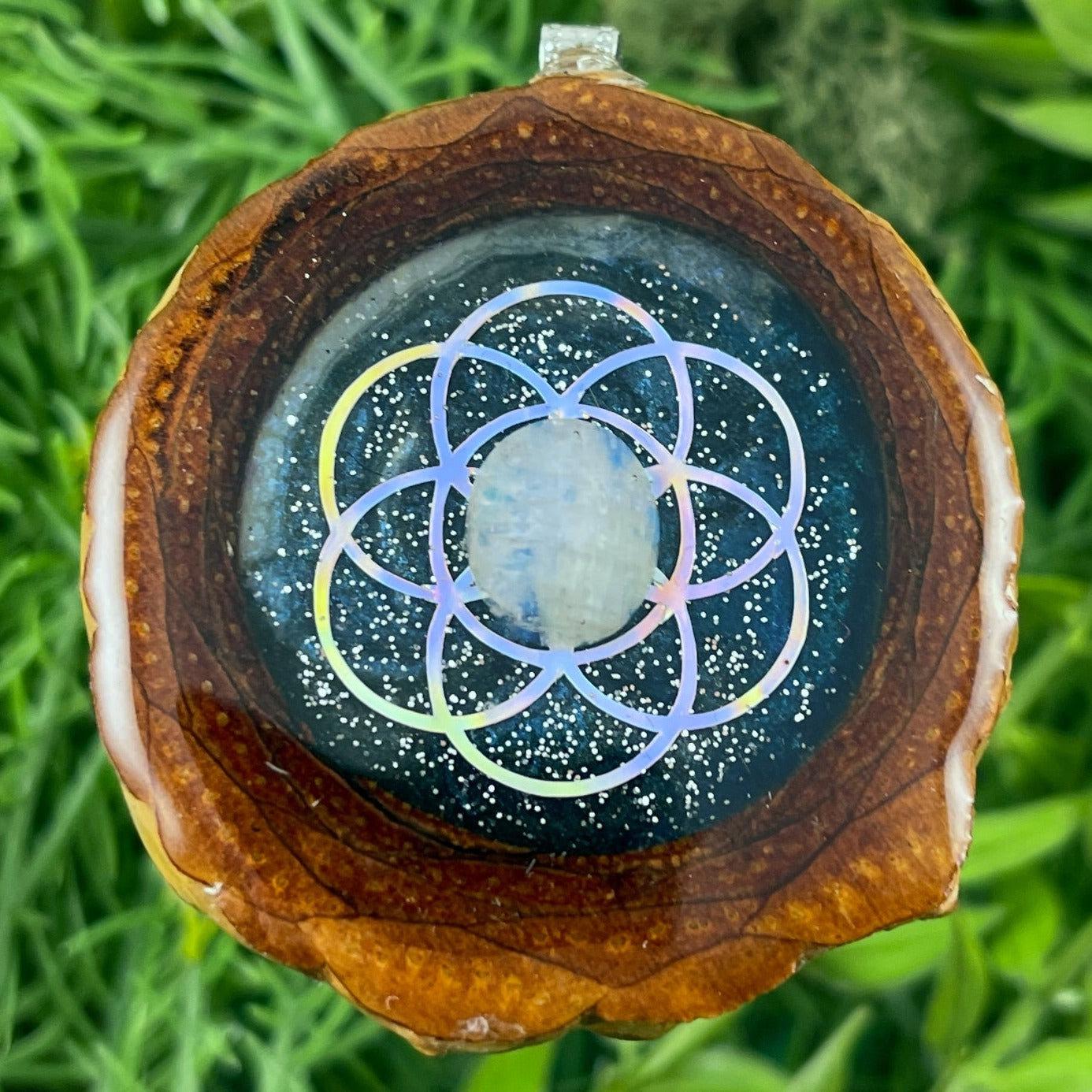 Galaxy with Moonstone and Seed of Life